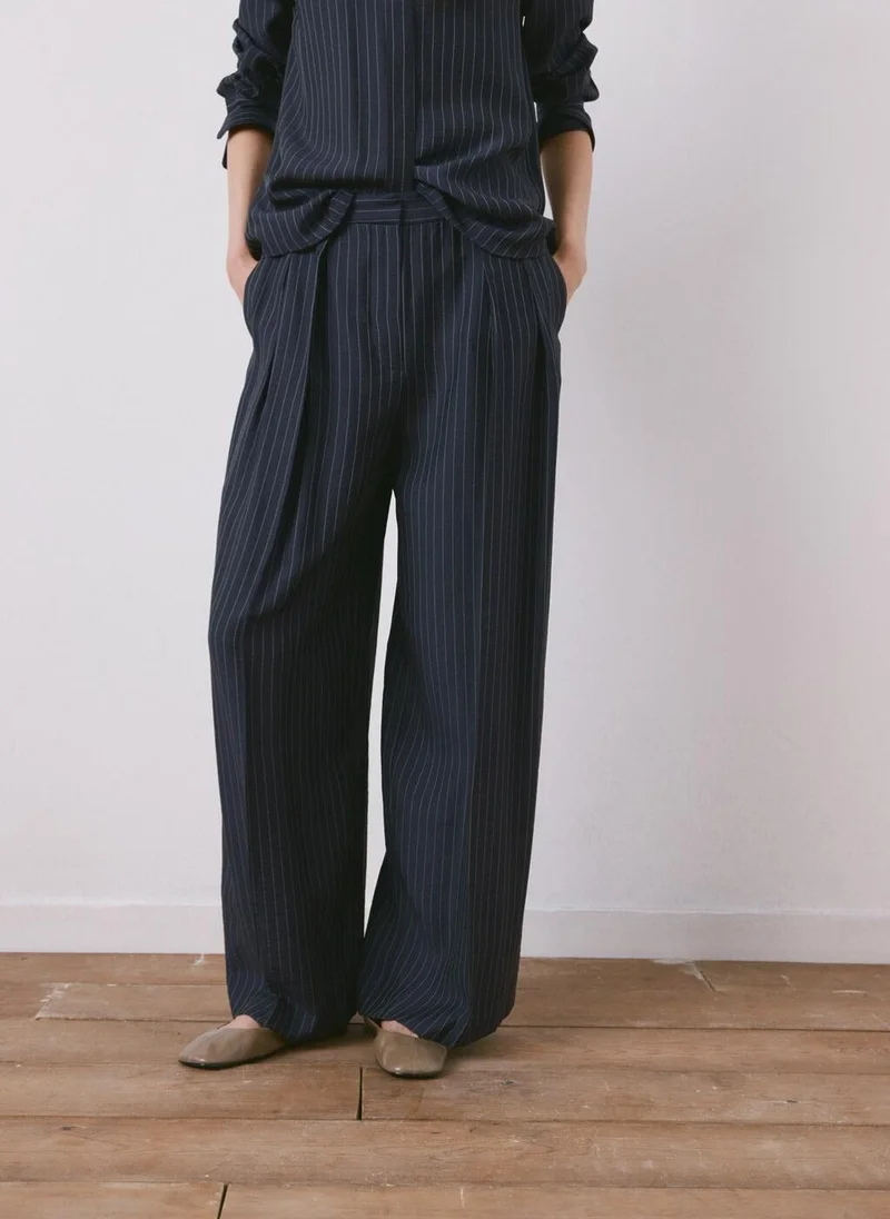 MANGO Pinstripe wide leg trousers